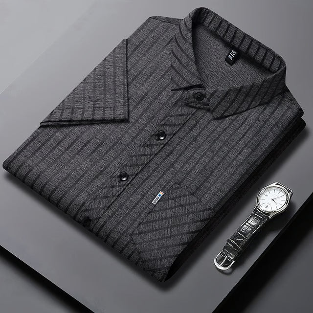 Versatile Mens Business Casual Short Sleeved Shirt with Wrinkle Resistance Comfortable All Season No Ironing Top