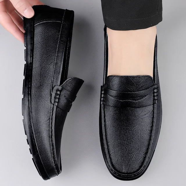 Luxury Genuine Leather Men Casual Shoes, Breathable Formal Dress Loafers & Slip-On Boat Shoes for Stylish Comfort
