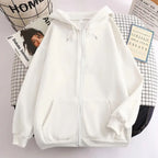 Mens high street hoodie Zip-Up Jacket (Loose Fit, Solid Color)