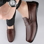 Luxury Genuine Leather Men Casual Shoes, Breathable Formal Dress Loafers & Slip-On Boat Shoes for Stylish Comfort