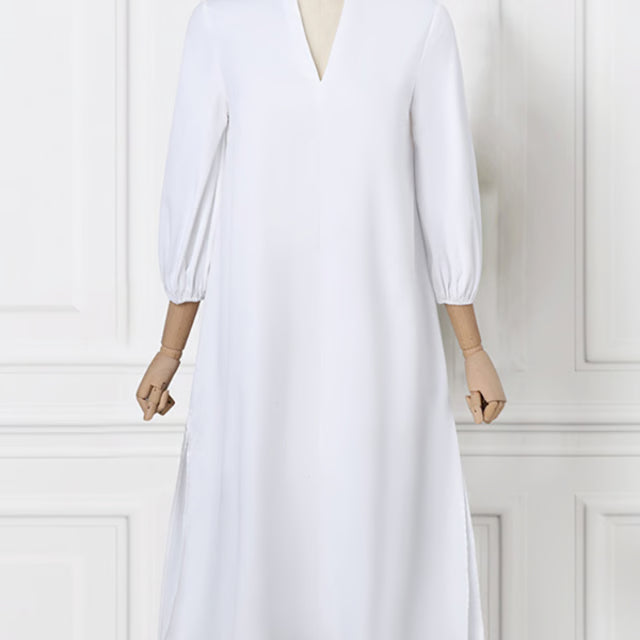 Elegant Long Maxi Sundress Casual A-line Dress Loose Elastic Solid Color