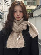 Pure Color Woolen Scarf, Versatile Winter Neck Warmer, New Knitted Yarn For Girls and Students