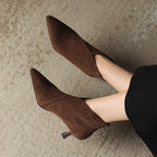 Elegant Vintage Pointed Toe Women Ankle Boots, Fashion Back Zipper Short Booties for Autumn Winter