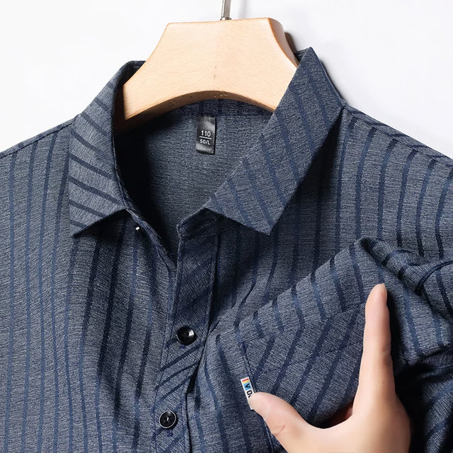 Versatile Mens Business Casual Short Sleeved Shirt with Wrinkle Resistance Comfortable All Season No Ironing Top