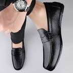 Luxury Genuine Leather Men Casual Shoes, Breathable Formal Dress Loafers & Slip-On Boat Shoes for Stylish Comfort