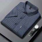 Versatile Mens Business Casual Short Sleeved Shirt with Wrinkle Resistance Comfortable All Season No Ironing Top