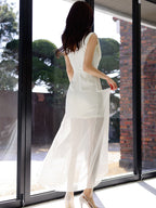 White Off Shoulder Maxi Dress – Elegant Slim Chiffon Evening Gown