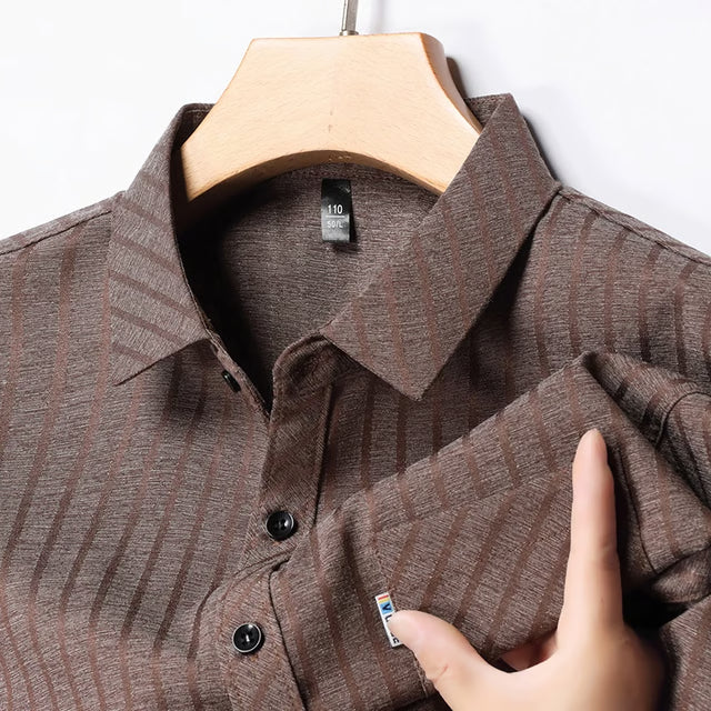 Versatile Mens Business Casual Short Sleeved Shirt with Wrinkle Resistance Comfortable All Season No Ironing Top