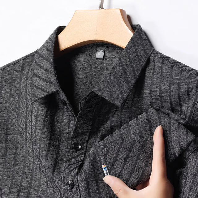 Versatile Mens Business Casual Short Sleeved Shirt with Wrinkle Resistance Comfortable All Season No Ironing Top