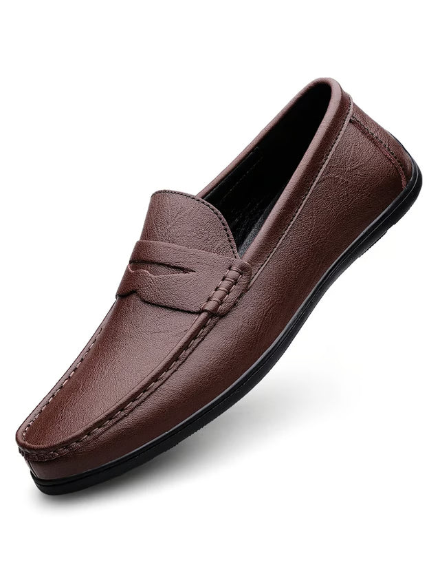 Luxury Genuine Leather Men Casual Shoes, Breathable Formal Dress Loafers & Slip-On Boat Shoes for Stylish Comfort