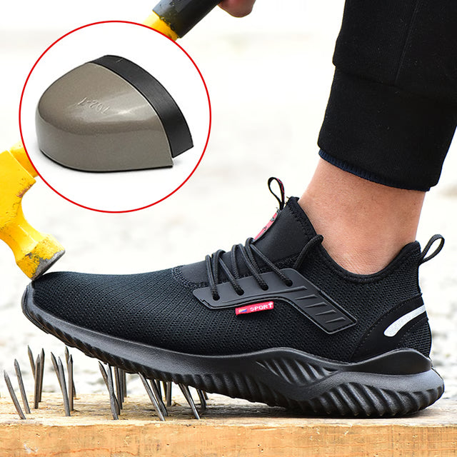Mens Steel Toe Safety Shoes, Anti-Smash Puncture-Proof Work Sneakers, Lightweight Indestructible Tactical Boots