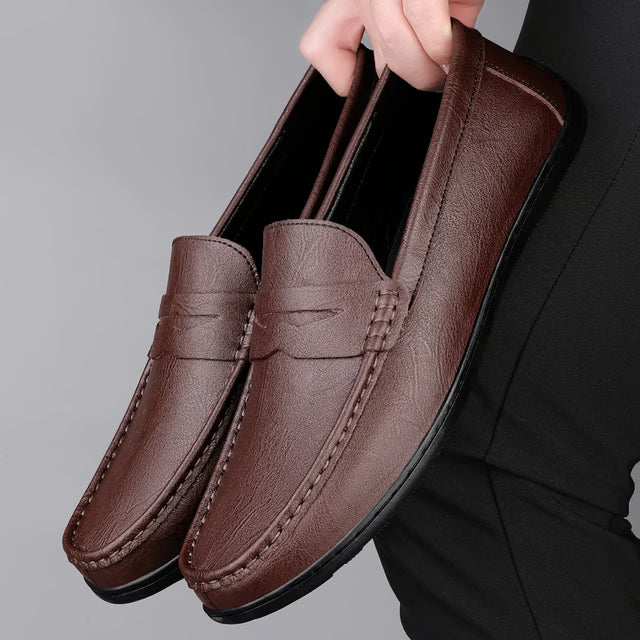 Luxury Genuine Leather Men Casual Shoes, Breathable Formal Dress Loafers & Slip-On Boat Shoes for Stylish Comfort